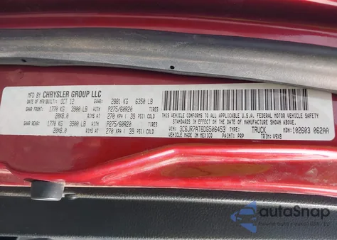 2013 Ram 1500 Express z USA, uszkodzony, nr VIN 3C6JR7AT6DG506453